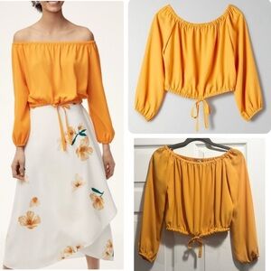 Wilfred Aritzia Eleanora Off the Shoulder Cropped Blouse Size X-Small XS